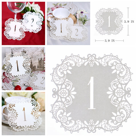 Ivory Hollow Lace Table Number