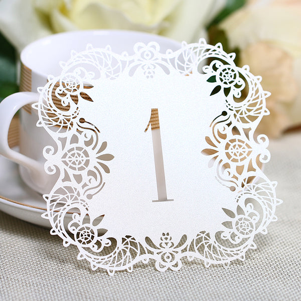 Ivory Hollow Lace Table Number