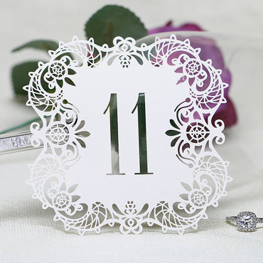 Ivory Hollow Lace Table Number