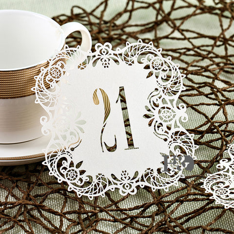 Ivory Hollow Lace Table Number